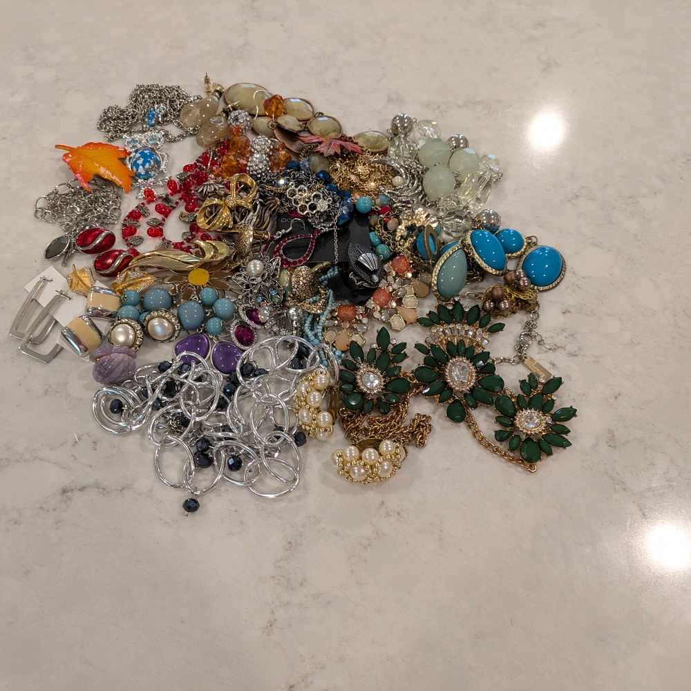 Mixed Jewelry Lot Wearable Brooches Earrings Necklaces